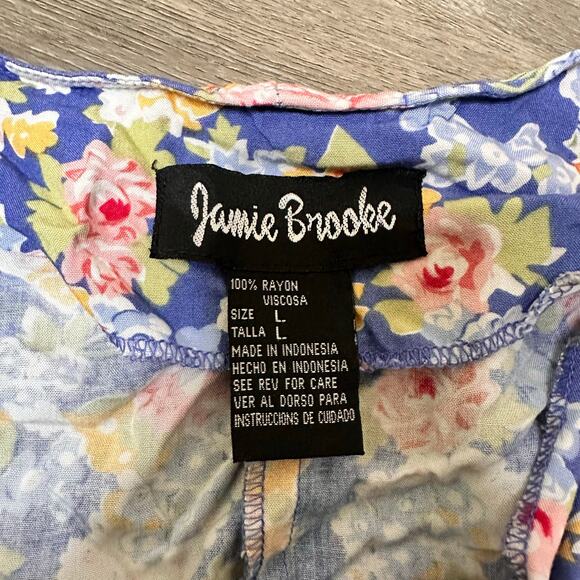 Jamie Brooke Romper Vintage 90s Blue Floral Size Large - Picture 2 of 6